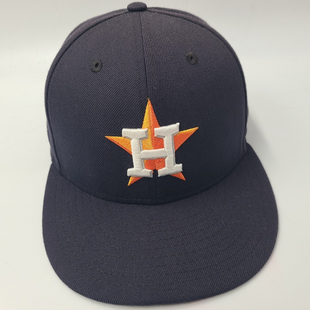 Houston Astros Hat Fitted 7 1/4 New Era‎ 59Fifty Blue MLB Baseball Flat Brim Men